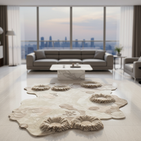 Tapis de salon moderne en laine sur mesure, forme irrégulière, tufté à la main, abstrait, artistique, fait main par un designer pour usage domestique