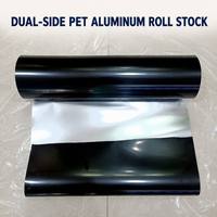 Zwarte PET aluminiumfolie rol, dubbelzijdig composiet, hoge barrière eigenschappen, zilver metallic achterzijde, verpakkingslaminatie, op maat gemaakte OEM