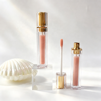 Tube de brillant à lèvres en gros avec couvercle doré, fini mat et effet miroir, pour gloss et huile à lèvres, cosmétiques colorés, marque privée, usine de cosmétiques sur mesure, OEM ODM