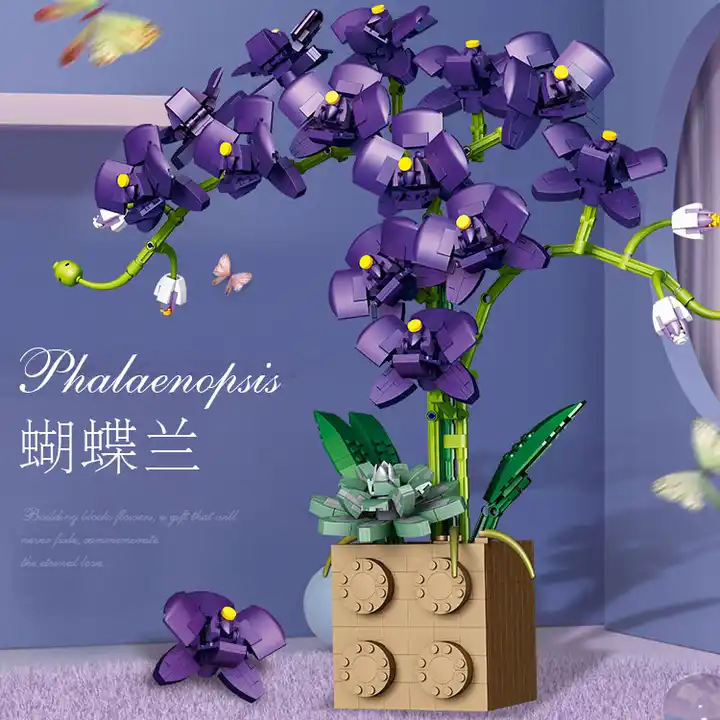 g5010-4 flower blocks series purple brick