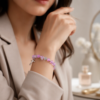 Bracelets et Joncs de Mode en Perles de Cristal de 8 mm, Ornement de Main, Bracelet Chapelet Catholique, Bracelet Chapelet Perlé avec Croix, Fourniture d'Usine