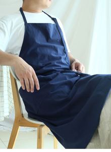 Tablier de cuisine en lin de qualité supérieure, nouveau style coréen et japonais, robuste, long, uni, lavable, pour le nettoyage de la taille - Product Image 6