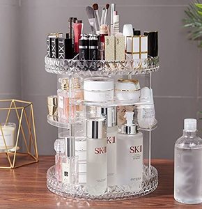 Factory Hot Sale Modern Square Diamond Cosmetic Storage Display Case Transparent 360 Rotating Acrylic <b>Makeup</b> Organizer - Product Image 5