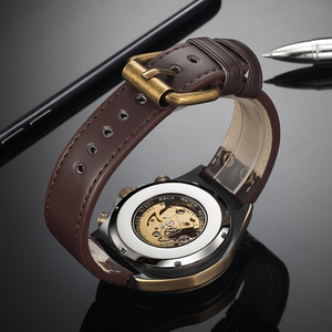 SHENHUA 9869 di lusso <span class=keywords><strong>automatico</strong></span> meccanico da uomo <span class=keywords><strong>orologio</strong></span> da polso in <span class=keywords><strong>pelle</strong></span> Aanlog Display moda Casual Business Watch per gli uomini riloj - Product Image 4