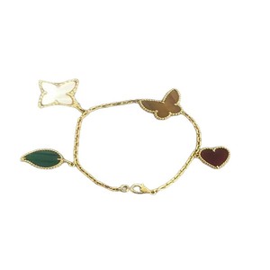 Nuevo y de Alta Calidad, Chapado en <span class=keywords><strong>Oro</strong></span> de 18K sobre Acero Inoxidable, Diseño Retro con Mariposa Azul de la Suerte, Trébol de Cuatro Hojas y Patrón de Planta, Unisex - Product Image 2