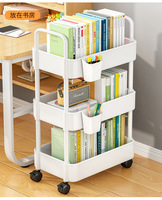 Chariot de rangement en plastique à roulettes multifonctionnel, robuste, quatre niveaux, abordable pour la cuisine, le salon, le bureau, vente en gros