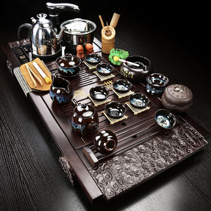Service à thé électrique automatique de style Kung Fu chinois avec plateau, théière, tasses et <span class=keywords><strong>Gaiwan</strong></span>, idéal pour cadeau d'affaires et bureau - Product Image 2