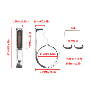 Luces Intermitentes Delanteras para Horquilla, Luces de Circulación Diurna de Color Ámbar para CB1000R CB1300 CB600F <span class=keywords><strong>CBF600</strong></span>, Carcasa Plateada - Product Image 2