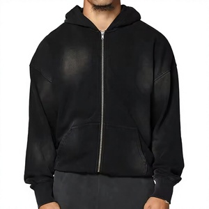 Sudadera con Capucha Negra Extra Grande para Hombre, con Cierre, Informal, de Forro Polar, 100% Algodón, Resistente al Viento, Corte Regular, para Invierno - Product Image 1