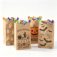 Sac en papier kraft personnalisé avec logo pour Halloween, emballage alimentaire à emporter pour boulangerie, café, restauration rapide, vente en gros