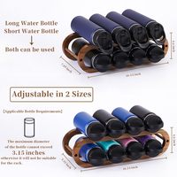 Support à vin moderne en bois d'acacia à 2 niveaux réglable avec porte-bouteilles pour armoire, comptoir, cuisine, bar - Vente en gros