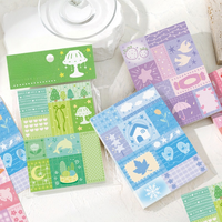 50 pièces par paquet de notes autocollantes, papier de journal artisanal, série Menthe Monsoon Raisin Glace Pilée, notes autocollantes détachables