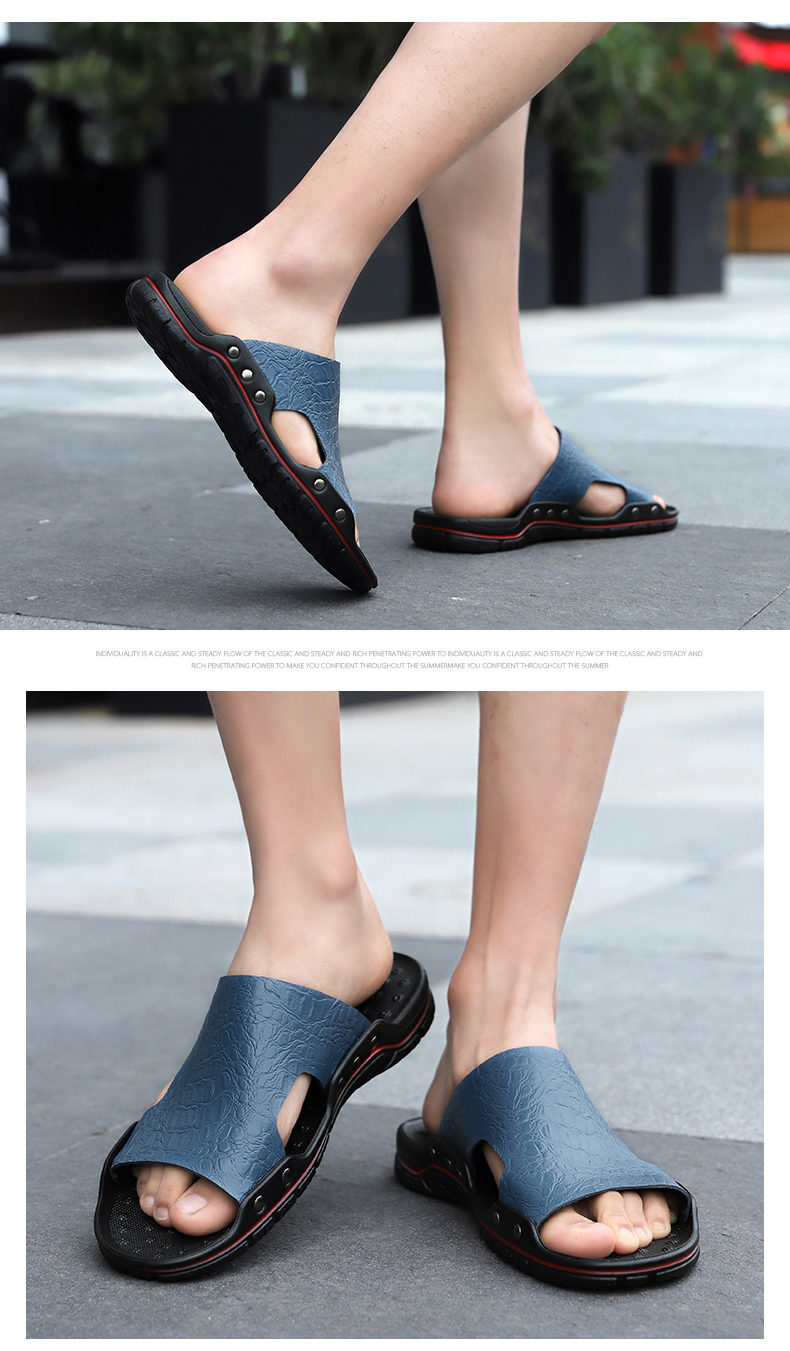 Men Rome Sandals Shoe Fashion Leather Slides Beach Slippers Casual Shoes Men