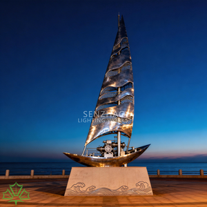 Senzhao - Escultura de Velero de Metal de Diseño Moderno y Artístico para Decoración de Parques al Aire Libre, Diseño Abstracto - Product Image 3