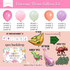 Decoraciones de Globos para Fiesta Temática de Dinosaurios con Globo de Aluminio de Dinosaurio, Adhesivo de Huella de Dinosaurio, Banner ROAR y Fondo para Cumpleaños de Niñas - Product Image 4
