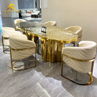 Table à manger en laiton doré Boca Design, table à manger contemporaine irrégulière en forme de racines d'arbre dorées pour 10/12 personnes