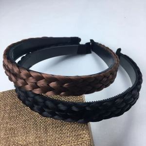 <span class=keywords><strong>Serre</strong></span>-tête tressé en <span class=keywords><strong>cheveux</strong></span> synthétiques à 3 brins avec dents, bandeau tressé extensible, accessoire de beauté, postiche - Product Image 3
