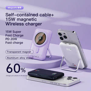 Banque d'alimentation sans fil magnétique transparente d'usine 10000mAh avec support en métal PD 20W <span class=keywords><strong>batterie</strong></span> <span class=keywords><strong>externe</strong></span> mince à charge rapide - Product Image 2