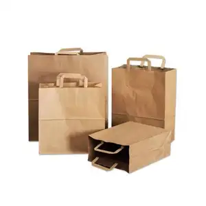 Großhandel kunden spezifisches Logo gedruckt braunes Kraft papier Twisted Handle Shopping Carrier Recycling braune Papiertüten