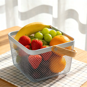 Cestino in Rete Metallica Quadrato, Contenitore per <span class=keywords><strong>Frutta</strong></span> con Manico - Product Image 1