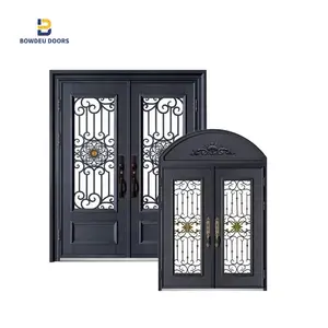 French style Wrought iron steel entry door for villa hotel garden gate factory wholesale price latest design picture