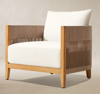 Chaise longue en teck Balmain résistante aux intempéries, aux UV et à l'eau, pour patio extérieur moderne