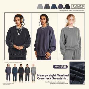 Sweat-shirt surdimensionné en tissu tricoté 100% coton 380GSM de qualité supérieure délavé à l'acide pour hommes pour l'hiver - Product Image 2