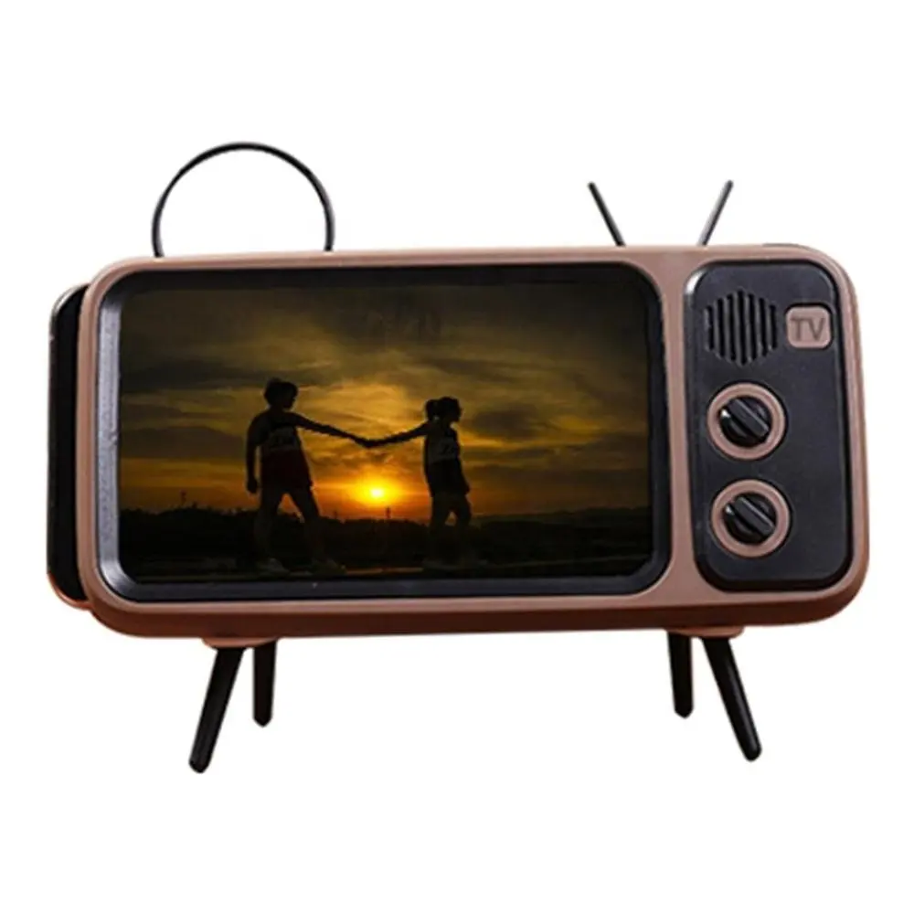 Stereo Bracket Movies Mobile Phone Speaker TV Music Player Retro Pocket Home Audio Electric Portable Mini Wireless