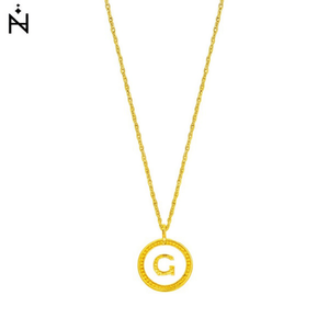 Collana con Ciondolo Lettera G Collezione Z Placcata in Oro Acciaio Minimalista per Uso Quotidiano Unisex - Product Image 1