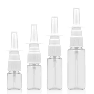 Plastik sprey şişesi 5ml 10ml 20ml boş şeffaf rinit Anti alerji sivri ucu plastik burun şişe ile pompa püskürtücü