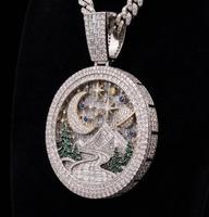 Pendentif personnalisé en argent sterling S925 avec moissanite, motif montagne, étoile, lune, planète, pendentif personnalisé scénique et brillant