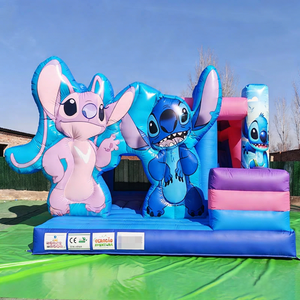 Château <span class=keywords><strong>gonflable</strong></span> combiné avec toboggan Stitch en PVC bleu, pour enfants et adultes, idéal pour la <span class=keywords><strong>location</strong></span> commerciale et les fêtes - Product Image 2