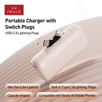 Chargeur portable universel avec éclairage commutable et prises de type C, batterie externe 5000 mAh pour iPhone et appareils Android