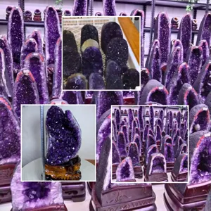 थोक उच्च गुणवत्ता प्राकृतिक नीलम Geode उरुग्वे क्रिस्टल घर कार्यालय सजावट के लिए आभूषण सजावटी नीलम Geode