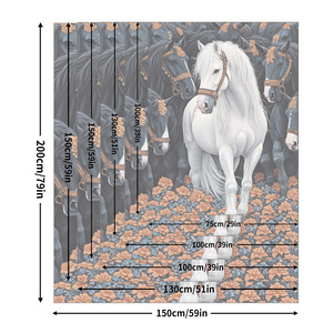 White Horse Print Plush Throw <b>Blanket</b> Rectangular Anti-Pilling Classic Style Home Use Four Seasons - Product Image 4
