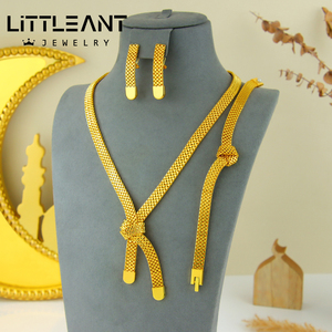 <span class=keywords><strong>Set</strong></span> Perhiasan Kalung Lapis Emas 24k Tahan Air, Desain Mewah Dubai Pakistan, Perhiasan Wanita untuk Pesta Pernikahan - Product Image 1