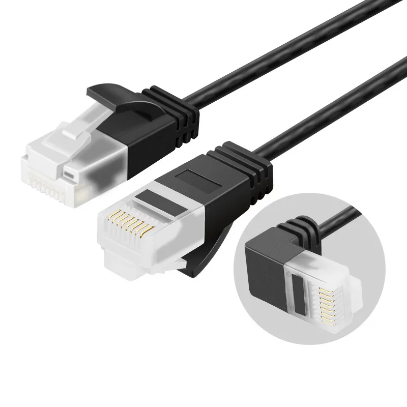 Cable Ethernet Cat6 de cobre puro, Conector de conexión RJ45 para enrutador, ordenador y TV, 90 grados, UTP