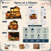 Kit de maison miniature Hamaileon avec pavillon à thé, mini jardin de cerisiers, villa japonaise, puzzle en bois 3D, décoration d'étagère