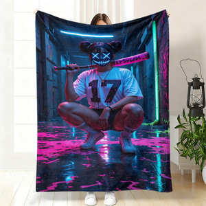 Couverture polaire néon pour homme, couverture de sieste douillette et chaude, super douce pour les voyages et le camping, impression personnalisée, vente en gros - Product Image 6