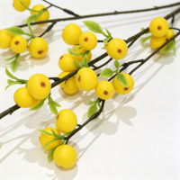 Vente en gros de branche de fruits artificiels en fausse baie rouge orangée de 75 cm, tige de baie artificielle pour arrangement floral d'automne, fournisseur chinois