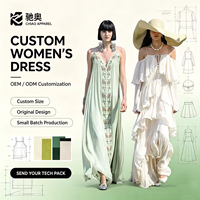 Fournisseur OEM Robe longue personnalisée pour femmes avec impression et broderie, taille personnalisée, petite série, marque privée, robe pour femmes, usine chinoise