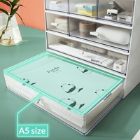 Boîte de rangement de bureau rectangulaire en plastique multicouche empilable avec compartiments de type tiroir pour papeterie, cosmétiques, anti-poussière