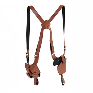 Universal Brown <strong>Leather</strong> <strong>Tactical</strong> <strong>Vest</strong> with Mag Pouch and Gun Holster PC Material Unisex for Training - Product Image 1