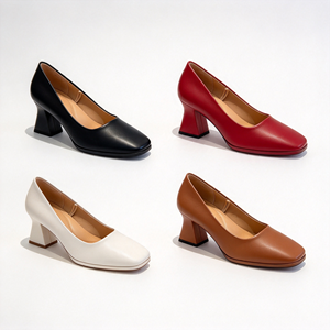 Zapatos Planos de Cuero Genuino con Punta Cuadrada para Mujer, con Soporte de Arco y Amortiguación Suave, Casuales para Uso Diario, Color Personalizado OEM - Product Image 1