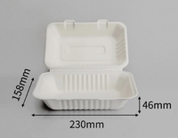 Boîte à clapet en fibre de bagasse biodégradable 9x6 pouces - Contenant alimentaire pour plats à emporter en restaurant