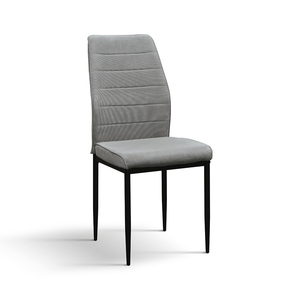Juego de 4 sillas Giordana con tapicería de tela gris y base de metal para comedor interior - Product Image 1