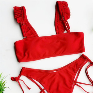 FYA1394 nuevo Sexy rojo <span class=keywords><strong>de</strong></span> lado vendaje tubo Top <span class=keywords><strong>Bikini</strong></span> <span class=keywords><strong>de</strong></span> mujeres - Product Image 3