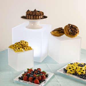 Xinkeda 5 Sided acrylic Cake Stand white acrylic risers acrylic display food riser square buffet riser
