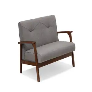 简约设计定制北欧耐用紧凑型双人沙发木架沙发套双座木质休闲椅客厅家具