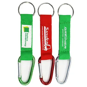 Personal isierte benutzer definierte Logo Polyester Hals kurzen Riemen Schlüssel bund Lanyard Karabiner haken Mini Lanyard mit gewebtem Etikett